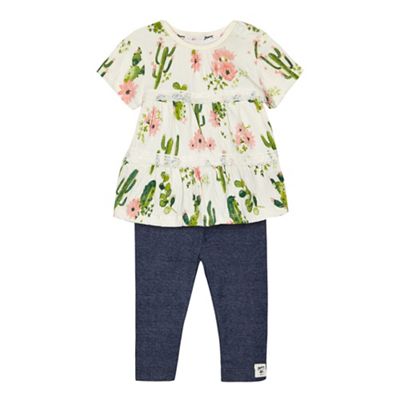Baby girls' multi-coloured printed tunic and leggings set